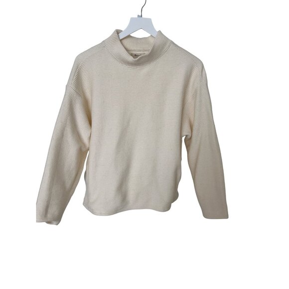 Madewell Ribbed Ivory Funnel Neck Sweater - Picture 3 of 7